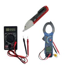 Kit Alicate Volt Amperímetro Multímetro Corrente Diodo Hfe Detector Tensão Indicação Visual Portátil Instrutherm