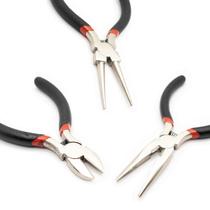 Kit Alicates 5" 3un Corte Bico Jacaré Cabo Antiderrapante Bijuteria Artesanato