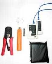 Kit Alicates Punchdown Laranja + Alicate de Crimpar com Catraca 568R + Testador de Cabo de Rede