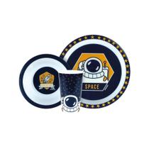 Kit alimentacao 3 pecas azul/espaco - pimpolho Kit alimentacao 3 pecas azul/espaco - pimpolho