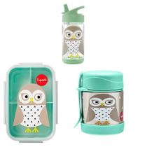 Kit Alimentação 3 SPROUTS Coruja (bento, pote térmico e garrafinha)