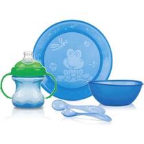 Kit Alimentação 5 Peças Copo Prato Tigela Garfo e Colher - Nuby Kit Alimentação 5 Peças Copo Prato Tigela Garfo e Colher - Nuby