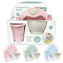 Kit Alimentação 5 Peças Infantil Bowl Pratinho Copo Talher Adoleta Baby Adoleta Cor:Azul