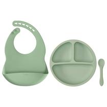 Kit Alimentação Bebê 6m com Prato e Colher Flexível Silicone Livre de BPA Buba