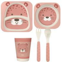Kit Alimentação Bebê Fibra Bambu Ecológico Oncinha Buba Baby Kit Alimentação Bebê Fibra Bambu Ecológico Oncinha Buba Baby