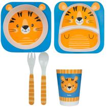 Kit Alimentação Bebê Fibra Bambu Ecológico Tigre - Buba Baby Kit Alimentação Bebê Fibra Bambu Ecológico Tigre - Buba Baby