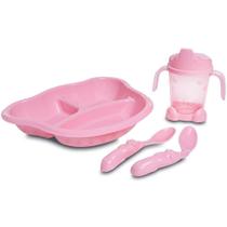 Kit Alimentação Bebê Prato Com Divisórias Copo E Colheres - Adoleta Bebê