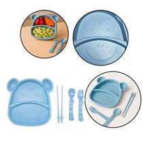 Kit Alimentação Bebê Ursinho 5 Peças Azul