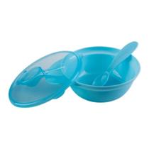 Kit Alimentação Bowl com Tampa e Colher - Azul - Buba