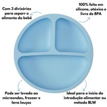 Kit Alimentação Buba Prato Infantil Com Divisória E Ventosas + Colher Silicone Refeição Blw Bebê