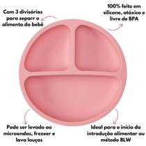 Kit Alimentação Buba Prato Infantil Com Divisória E Ventosas + Colher Silicone Refeição Blw Bebê