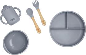 Kit alimentacao de silicone infantil 5 pecas freso - cinza