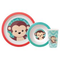 Kit Alimentação do Bebê Prato Tigela e Copo Livre de BPA Animal Fun Macaco Buba