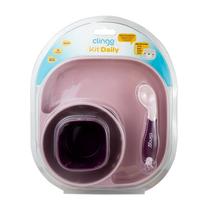 Kit alimentacao infantil 4 em 1 colors rose - clingo