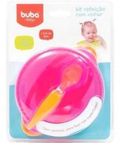 Kit Alimentação Infantil Buba Pratinho Com Ventosa Tampa E Colher Rosa