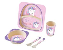 Kit alimentaçao infantil com 5 peças unicornio - zoop toys