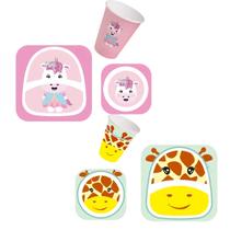 Kit Alimentação Infantil Girafita e Unicórnio 5 Peças
