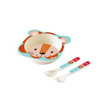 Kit Alimentação infantil para Bebê prato garfo e colher Leãozinho Zoop - Zoop Toys