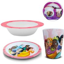 Kit Alimentação Infantil Prato Bowl Copo Personagens Disney