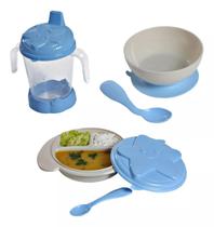 Kit Alimentação Papinha Bebê Baby Menina Pratinho Potinho e Copinho