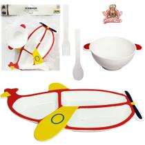 Kit alimentacao / papinha + tigela e talher de plastico aviaozinho bons cheff Kit alimentacao / papinha + tigela e talher de plastico aviaozinho bons cheff