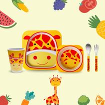Kit Alimentação para bebês e crianças - Fibra de Bambu biodegradável: Prato + Pote + Talheres + Copo - Animais Kit Alimentação para bebês e crianças - Fibra de Bambu biodegradável: Prato + Pote + Talheres + Copo - Animais