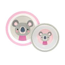 Kit Alimentação Prato E Tigela Infantil Coala - Clingo Rosa