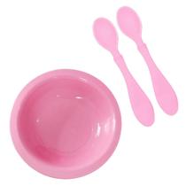 Kit Alimentação Refeição Bebe Pratinho Talher Infantil Rosa