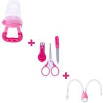 Kit Alimentador + Aspirador Nasal + Kit Higiene 3 peças Rosa