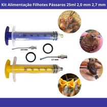 Kit Alimentador Pássaros Filhotes Regulagem 2 Ponteiras 25 Ml