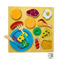 Kit Alimentos Lanches Crec Crec Madeira Dony Toys com Pecas para Montar e Encaixar