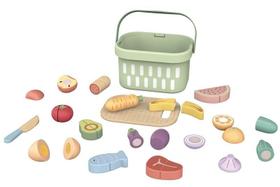 Kit alimentos para cortar tiras autocolantes brinquedo educativo Madeira
