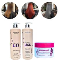 Kit Alisamento Capilar Escova Progressiva Sem Formol Peptide Liss Ativo 1L e Shampoo Pré 1L e Creme de Tratamento Intensivo Efeito Neutralizante 300g