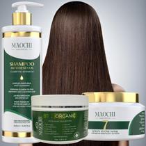 Kit Alisamento Profissional Organic Botox 10em1 Redutor de Volume Shampoo Pré Tratamento Antirresíduo e Máscara Multifuncional 7em1 Neutralizante 500g