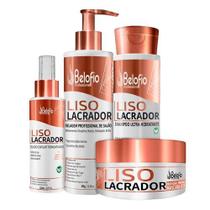 Kit Alisante Liso Lacrador 300g Shampoo 300g Máscara 250g e Finalizador 120ml Belofio