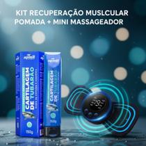KIT Alívio Imediato: Pomada Cartilagem de Tubarão + Mini Massageador Dores Musculares e Articulares