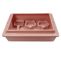 Kit Allcat Bandeja Higiênica Rose com 2 Comedouros e Pá