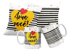 Kit almofada 30x30, caneca de 325 ml. Amo você.