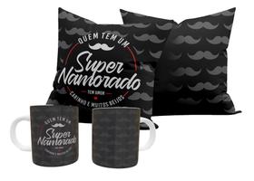 Kit almofada 30x30, caneca de 325 ml. Super namorado.