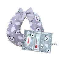 Kit Almofada Amamentação com Porta Fralda Bebê Menina Menino