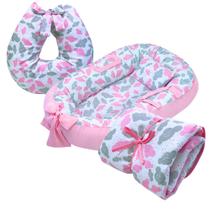 Kit Almofada Amamentação Ninho Redutor Trocador de Fraldas 3 Peças com Zíper Capa Removivel