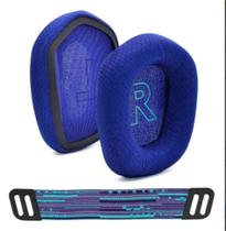 Kit Almofada Azul + Headband Compatível Headset Logitech G733 - Ralph Couch