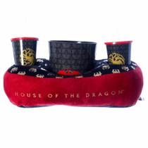 Kit Almofada Balde De Pipoca 02 Copos House Of The Dragon Casa Dragão Original Licenciado