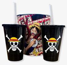 Kit Almofada + Balde Pipoca + 2 Copos One Piece licenciado