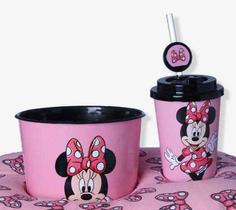 Kit Almofada + Balde Pipoca + Copo Infantil Disney Minnie