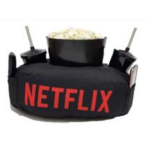 Kit Almofada C/ Porta Pipoca Balde +2 Copos Netflix C/ Bolso
