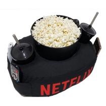 Kit Almofada C/ Porta Pipoca Balde +2 Copos Netflix C/ Bolso