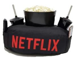 Kit Almofada C/ Porta Pipoca Balde +2 Copos Vermelho Netflix C/ Bolso - Ff