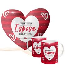 Kit Almofada Caneca Presente Surpresa Amor Coração Namorados - sude presentes