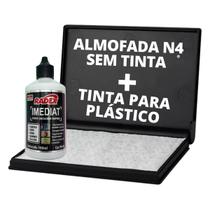 Kit Almofada Carimbeira Grande + 1 Tinta Secagem Rápida p/ Plástico